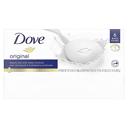 Image of Dove Beauty Bar Gentle Skin Cleanser Moisturizing for Gentle Soft Skin Care Original Made With 1 /4 Moisturizing Cream 3.75 oz, Pack Of 6 (USA)