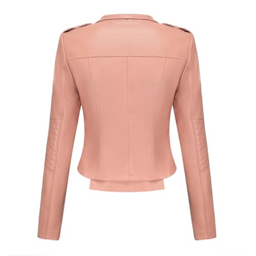Women's Genuine Leather Jacket Slim Fit Motorcycle Style With Zipper For Spring Fall Outerwear3
