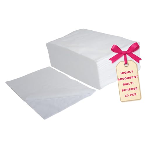 LALILL Perforiert Einweghandtücher 50 Stück 70x40 cm aus Vliesstoff - Einweg Handtuch, für Friseursalon, Schönheitssalon, Kosmetik Pediküre Medizin, Krankenhaus, Sauna, Hotel