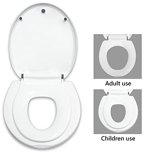Round Toilet Seat with Built in Child Seat, Slow Close and Easy to Install with American Standard Hinges, Quick Release… - Image 5