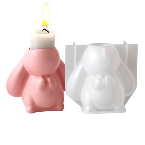 Molde de Silicona Conejo,Suministros Creativos Lindo Desmoldar Fácil | Moldes De Pascua De Silicona Como Portavelas,Para Resina Epoxi Decoración del Hogar Proyectos Artísticos y