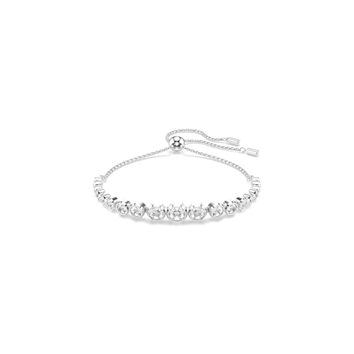 Swarovski Imber Tennis bracelet, Mixed round cuts, clear, Rhodium finish