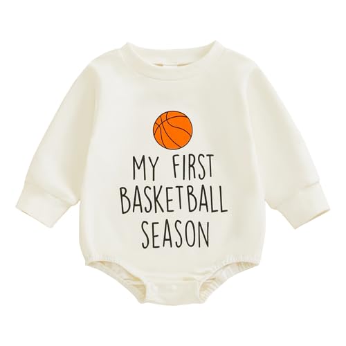Newborn Baby Boy Girl Romper My First Basketball Season Onesie Sweatshirt Bodysuit Cute Infant Fall Winter Outfit