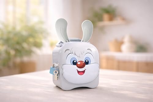 Image of Cute Character Piggy Bank for Kids | Portable Money Saving Box with Combination Lock | Mini Coin Bank Toy for Boys & Girls | Ideal Return Gift, Birthday & Learning Gift for Children (Rabbit)