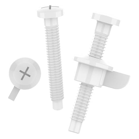 Toilet Seat Parts Including Screw and Nut For Top Mount Toilet Seat Hinges, White Plastic Cover