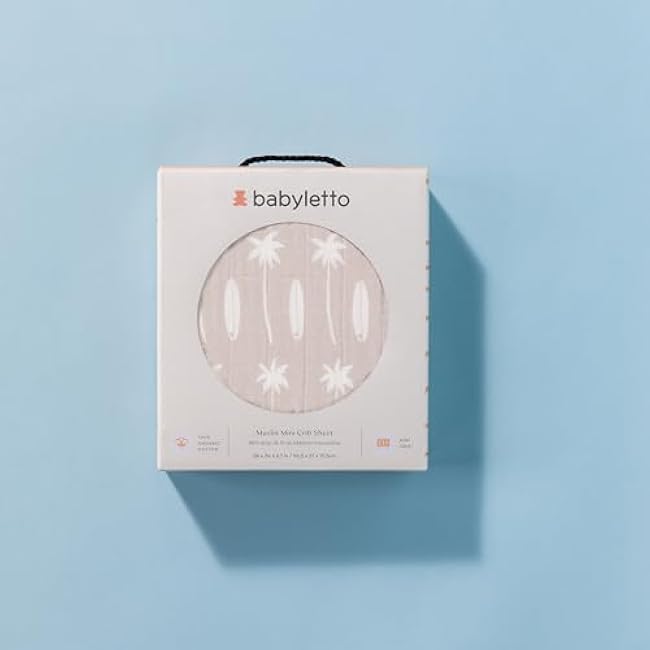 Babyletto 100% Organic Cotton Mini Crib Sheet, GOTS-Certified, Fitted 360¡ã, Ultra-Soft and Breathable Muslin - Beach Bum