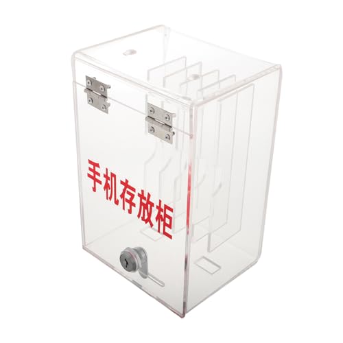 PRETYZOOM Secure Acrylic Cellphone Storage Box Lock 6 Compartment Phone Organizer for Home Office