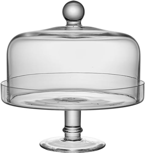 ケーキドーム 高脚ガラスケーキドーム ヨーロッパのケーキセットガラスケーキは フルーツプレート誕生日デザート表ウェディングを試してみてくださいダストカバー付きスタンド デザートフルーツプレート ビュッフェ用蓋付きデザートドーム デザート展示 (23.5*2