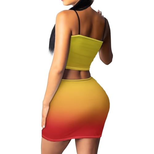 Image of 2025 Sexy Spaghetti Strap Crop Tops and Bodycon Skirt Casual 2 Piece Set S-4XL