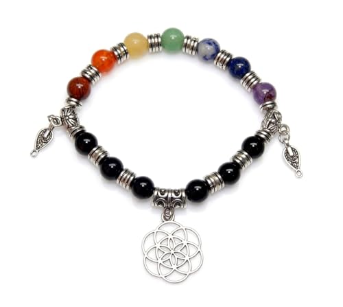 Image of Natural Gemstone Bead Bracelet for Women - Healing Crystal Reiki Bracelet, Handmade Spiritual Protection Jewelry, Energy Stone Stretch Bracelet Gift for Women & Girls