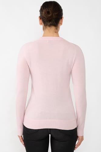 Image of JENNIE LIU Women's 100% Pure Cashmere Crew Neck Sweater, Tight Knit Cozy Soft Hand Washable Long Sleeve Pullover
