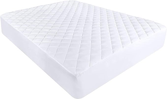 A ATH Collection Poly-Cotton Quilted Mattress Protector Cotton Fabric Pad Fitted Mattress Topper Stretchable Mattress Cover 30 CM Deep (King)