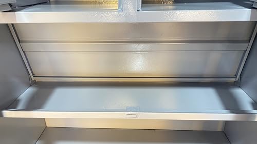 Image of Steel Wardrobe | 1 Year Warranty | Steel Almirah for Clothes | 2 Door with Mirror Cupboard berow, 1 Hanging Space (2 Lockers and doucument and Hanger, 2 Door)