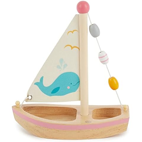 Bieco Segelboot Spielzeug Kinder | Holz Spielzeug 20x18 cm | Wasser Spielzeug | Schiff Spielzeug mit Segel | Boot Spielzeug für Wasser | Holzboot Schwimmfähig | Strand Spielsachen | Segelboot Deko Cover