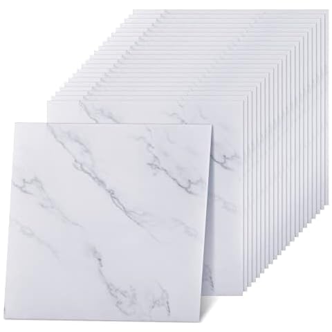 Spiareal 100 Pcs Marble Style Vinyl Flooring Tile Cover