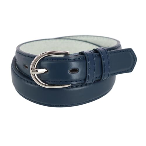 CTM Kid's Leather 1 inch Basic Dress Belt, Medium, Navy