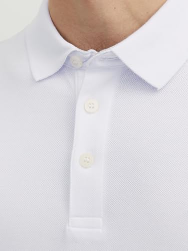 JACK&JONES Herren JJEPAULOS Polo SS NOOS Polohemd, White/Detail:Tonal/Vapor Blue/Slim, M – Ansicht 6