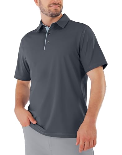 Men's Golf Polo Shirts Dry Fit Moisture Wicking Short Sleeve Collared Summer Casual Work Polos Shirt