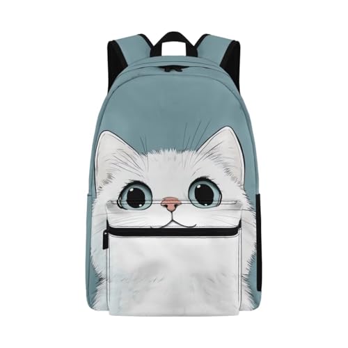 Cat Backpack for School for Girls Breathable Padded Shoulder Strap Bookbag with Laptop Compartment Lightweight Middle School Bag with Top Handle Easy to Carry