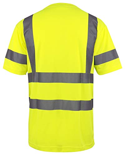 L&M Hi Vis Class 3 T Shirt Reflective Safety Lime Orange Short Long Sleeve HIGH Visibility, Black Bottom