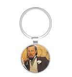 1080 Graphics Leonardo DiCaprio Laughing Django Unchained Calvin Candie Meme Drawing Sketch Key Chain Stainless Steel Keychain with Ring