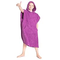 CityComfort Kids Hooded Towel Poncho | 100% Cotton Changing Robe with Pockets | Boys and Girls Hooded Towelling Poncho, Ideal for Holidays, Swimming, Surfing, Beach, Bathing (10/13 Years, Orchid)