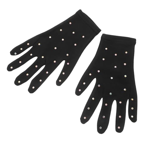 Stage Decorative Gloves for Figure Skating Breathable Rhinestone Performance Gloves for Women and Girls for Dance and Skating Events