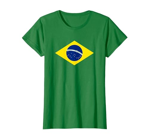 Drapeau Brésil Brésil T-Shirt, Femme, Vert Kelly, M