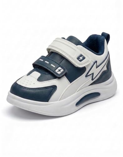 Image of HOOH Kids Athletic Sneakers with Double Hook and Loop Straps Lightweight Shoes with Aesthetic Design for Baby Boys and Girls for Age 12 Months to 9 Years