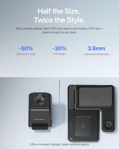 Intoval 3 in 1 Wireless Charging Station for iPhone and Apple Watch,Fast Wireless Charger Stand,Compact Desk Charging Dock for iPhone17 16 15 14 13/Pro/Max, iWatch11 10 9 Ultra/SE 3/3,AirPods