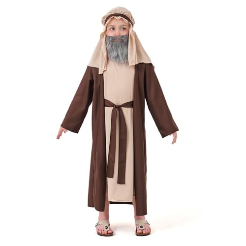 Disfraz de Jesús para niños 6-12 años color marrón miniatura 1