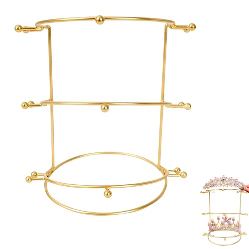 Étagère Pour Bijoux, Support d'Exposition De Tiare à 3 Étages, Support De Présentation De La Couronne De Mariée, Organisateur De Bandeaux En Cristal,...