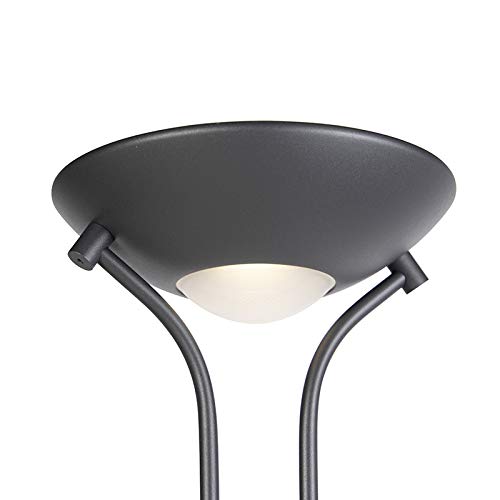 Qazqa Moderno Lámpara de pie negra flexo regulador LED - DIVA 2 Acero Redonda/Alargada Incluye LED Max. 2 x 18 Watt