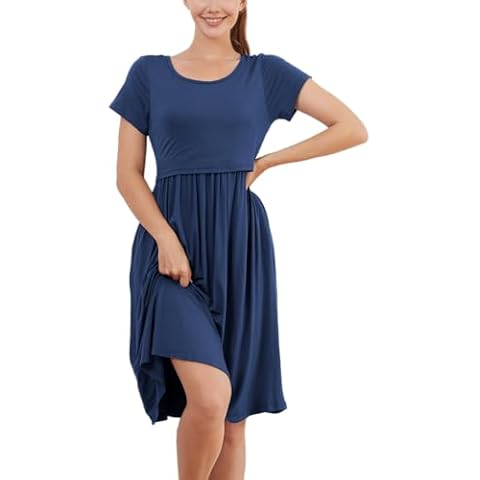 PARNIXS Women's Nursing Dress with Pockets Cover