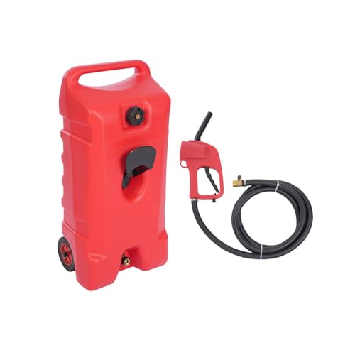 14 Gallon Marine Fuel Tank, Portable Fuel Tank with Wheels and 9.84ft Fuel Hose for Outboard Engine Boats, Free Standing Large Capacity Fueling System
