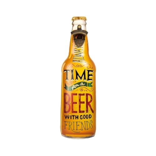 Image of Metal Bottle and Can Opener Always Time for A Beer with Good Friends