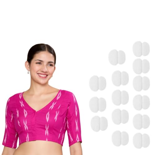 Image of Studio Shringaar Women Cotton Ikat Stretchable (Smocked) Readymade Elbow Length Sleeve Saree Blouse