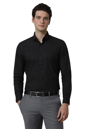 Image of Peter England Men Black Slim Fit Formal Shirt