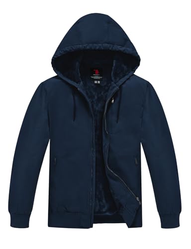 Image of BGOWATU Men's Cotton Work Jacket Insulated Flannel Lined Active Winter Coat with Utility Pockets