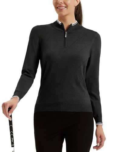 Image of JACK SMITH Quarter Zip Pullover Sweaters for Womens, Rib Polo Sweater Tops