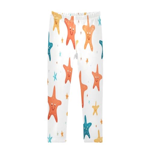 Bolaz Toddler Girls Leggings Printed Yoga Pants Leggings Orange Blue Starfish for Kids