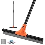 Floor Squeegee Heavy Duty, 17 Inch Large Floor Squeegee Broom with 60 Inch Long Handle, Floor Scraper Rubber Broom for Garage, Tile, Deck, Bathroom,Outdoor,Window, Glass