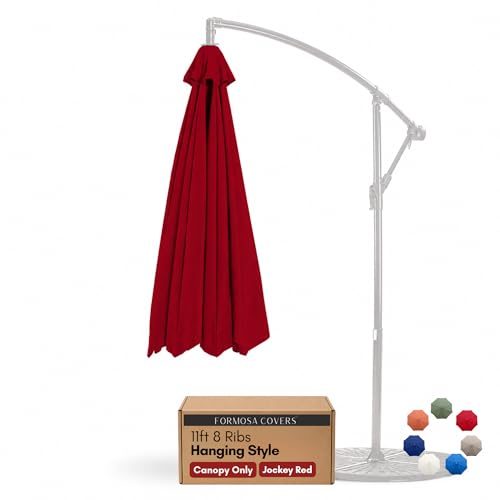 Formosa Covers Replacement Umbrella Canopy for 11ft 8 Rib Hanging Offset Cantilever Market Outdoor Patio Shades Ribs Length 64 (Canopy Only) (Jockey Red)