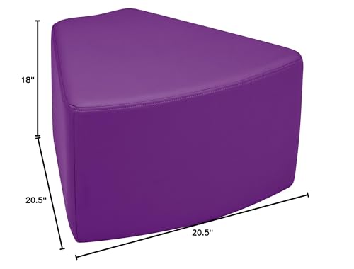 Image of Sprogs 12 inch H Structured Wedge Stool -Flexible Modular Collaborative Soft Seating for Office, Home, Lounge and School Classrooms with Durable Frame & Set of 6 inch Legs Add-on -Purple