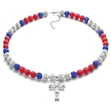 Picture of Baseball Necklace, 18-20 Inch Rhinestone Bead, Cross for Men, Adjustable Drip Bling, Athletic-Inspired Jewelry for Team Lovers