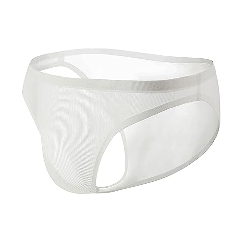 JEShifangjiusu Men Briefs Ice Silk Underwear Solid Low Rise Comfort Bikini Underpants Transparent Mesh See Through Triangle