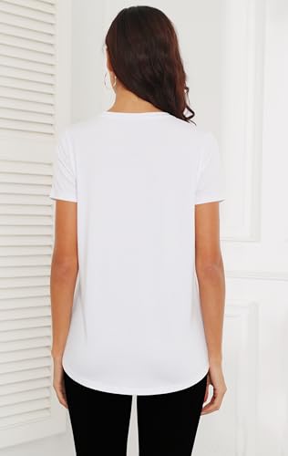 Smile Fish Women Crewneck Loose Fit Tunic Tops Short Sleeve Dressy Casual Summer Long Tee Shirts2