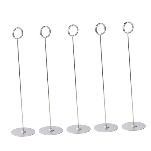 Unomor 5pcs Stainless Steel Table Number Holder Wedding Table Card Sign Holder Restaurant Hotel Event Photo Stand