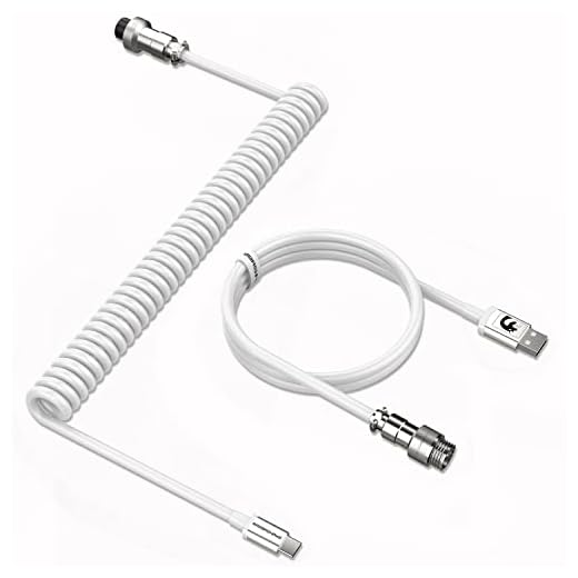 MAMBASNAKE C01 Cable USB C para Teclado Gaming, Tipo C a USB A, TPU Coiled con Conector de Aviación de Metal Desmontable - Blanco