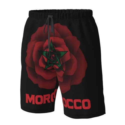Skull Morocco Flag Men's Swim Trunks Bathing Mesh Lining Suit Swimsuits Beach Shorts2